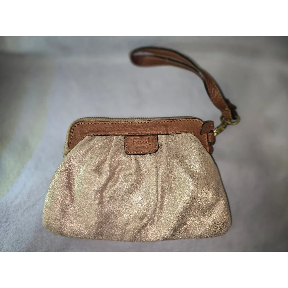 Fossil Sparkly Embellished Wristlet and Coin Purse Tan - Picture 2 of 9